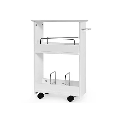 Slickblue Slim Rolling 3-Tier Bathroom Mobile Shelving Cabinet wih Handle- White