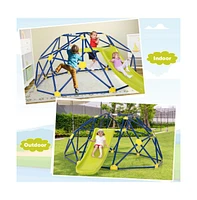 Slickblue Kids Climbing Dome with Slide and Fabric Cushion for Garden Yard
