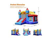 Slickblue Castle Slide Inflatable Bounce House with Ball Pit and Basketball Hoop