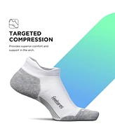 Feetures Men's Elite Max Cushion No Show Tab Ankle Socks - Sport Sock with Targeted Compression - New White, M (1 Pair)