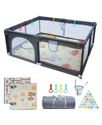 Simplie Fun 71" x 59" Baby Playard for Indoor/Outdoor Use