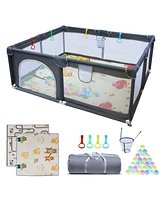 Simplie Fun 71" x 59" Baby Playard for Indoor/Outdoor Use