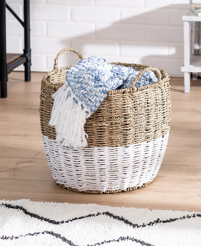 Honey Can Do Medium Round Nesting Seagrass Storage Basket with Handles