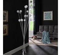 61.5" In 16-Light Acrylic Globe Aluminun Led Chrysanthe Silver Chrome Metal Floor Lamp
