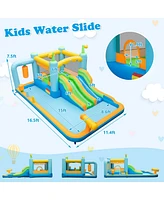 Costway Inflatable Water Slide Giant Kids Bounce House Park Splash Pool with 680W Blower
