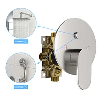 10" Rain Shower Head Systems, Dual Shower Heads, Brushed Nickel, Wall Mounted Shower