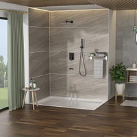 10" Rain Shower Head Systems With Waterfall Tub Spout, Oil Rubber Bronze, Wall Mounted Shower