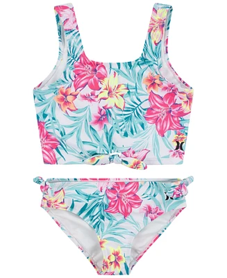 Hurley Big Girls Printed Knot-Detail Tankini Swimsuit, 2 Piece Set