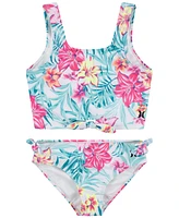 Hurley Big Girls Printed Knot-Detail Tankini Swimsuit, 2 Piece Set