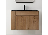 30 Inch Bathroom Vanity With Black Ceramic Basin And Adjust Open Shelf