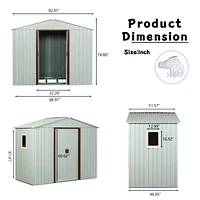 8FT X 4FT Outdoor Metal Storage Shed With Window White