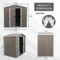 6FT X 5FT Outdoor Metal Storage Shed Gray