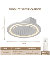 2 2" Modern Leafless Ceiling Fan With Remote Control Removable And Washable, Reversible Motor 0002