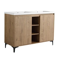48" Freestanding Bathroom Vanity With Double Sink, Soft Closing Door Hinge