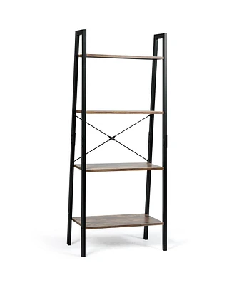 Slickblue 4-Tier Industrial Ladder Shelf with Metal Frame