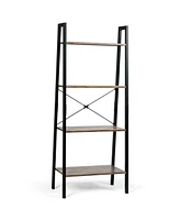 Slickblue 4-Tier Industrial Ladder Shelf with Metal Frame