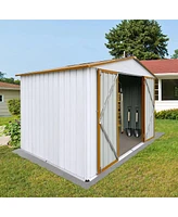 Streamdale Furniture Metal Garden Sheds 6FTx8FT Outdoor Storage Sheds White+Yellow