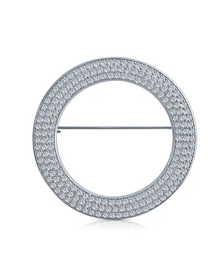 Bling Jewelry Eternity Cubic Zirconia Pave Cz Scarf Round Circle Brooch Pin For Women For