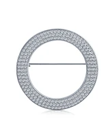 Bling Jewelry Eternity Cubic Zirconia Pave Aaa Cz Scarf Round Circle Brooch Pin For Women