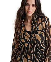 Dkny Women's Printed Button-Front Long-Sleeve Shirt