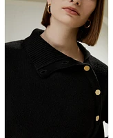 Lilysilk Women's Cashmere Sweater With Row of Side Buttons for Women
