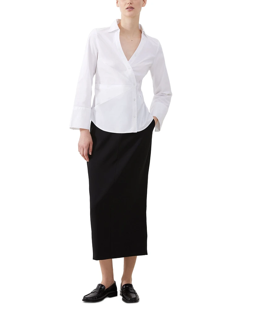 French Connection Women's Isabelle Poplin Asymmetric Shirt