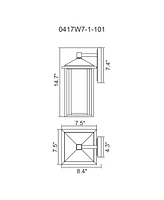 Cwi Lighting 14.7" Metal Crawford 1 Light Outdoor Wall Light