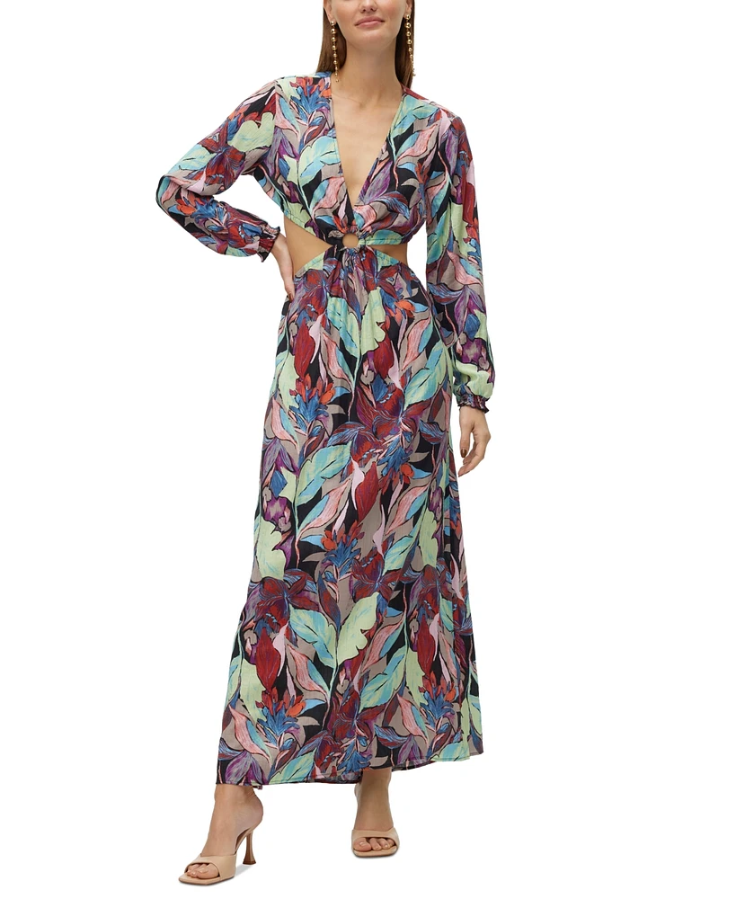 Vero Moda Women's Gaja Palma Printed Cutout Maxi Dress