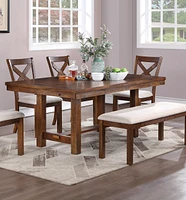 Solid Wood Bench - Natural Brown Finish, Contemporary Style