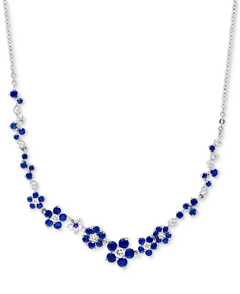 Lali Jewels Sapphire (1-3/4 ct. t.w.) & Diamond (3/8 ct. t.w.) Flower 18" Statement Necklace in 14k White Gold