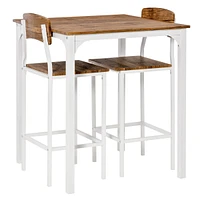 Streamdale Furniture Industrial 3-Piece Bar Table Set, White