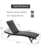 Set of 2 Outdoor Wicker Chaise Lounge Chairs
