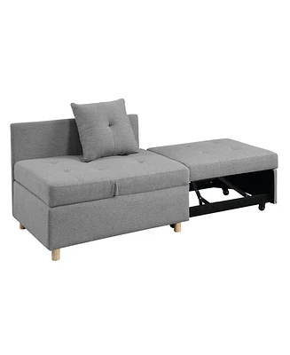Simplie Fun Convertible Sofa Bed and Lounge Chair Set in Gray Fabric