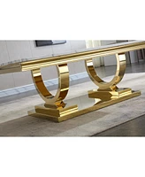 Simplie Fun Modern Rectangular Marble Coffee Table, 0.71 Thick Marble Top, U-Shaped Stainless Steel