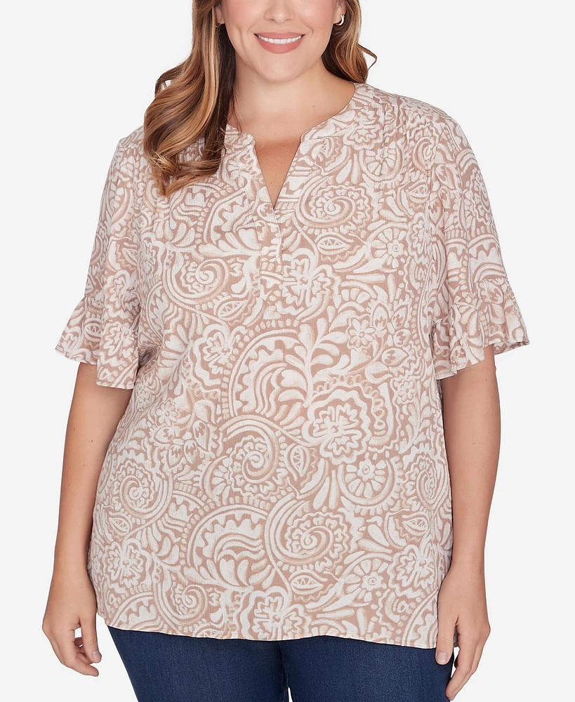 Ruby Rd. Plus Size Printed Rayon Gauze Top