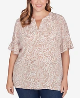 Ruby Rd. Plus Size Printed Rayon Gauze Top