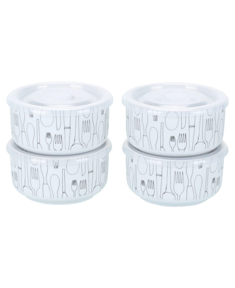 Bia Cordon Bleu Porcelain 20 oz. Cutlery Storage Jars with Lids, Set of 4