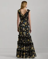 Lauren Ralph Lauren Women's Tiered Ruffled Floral Gown