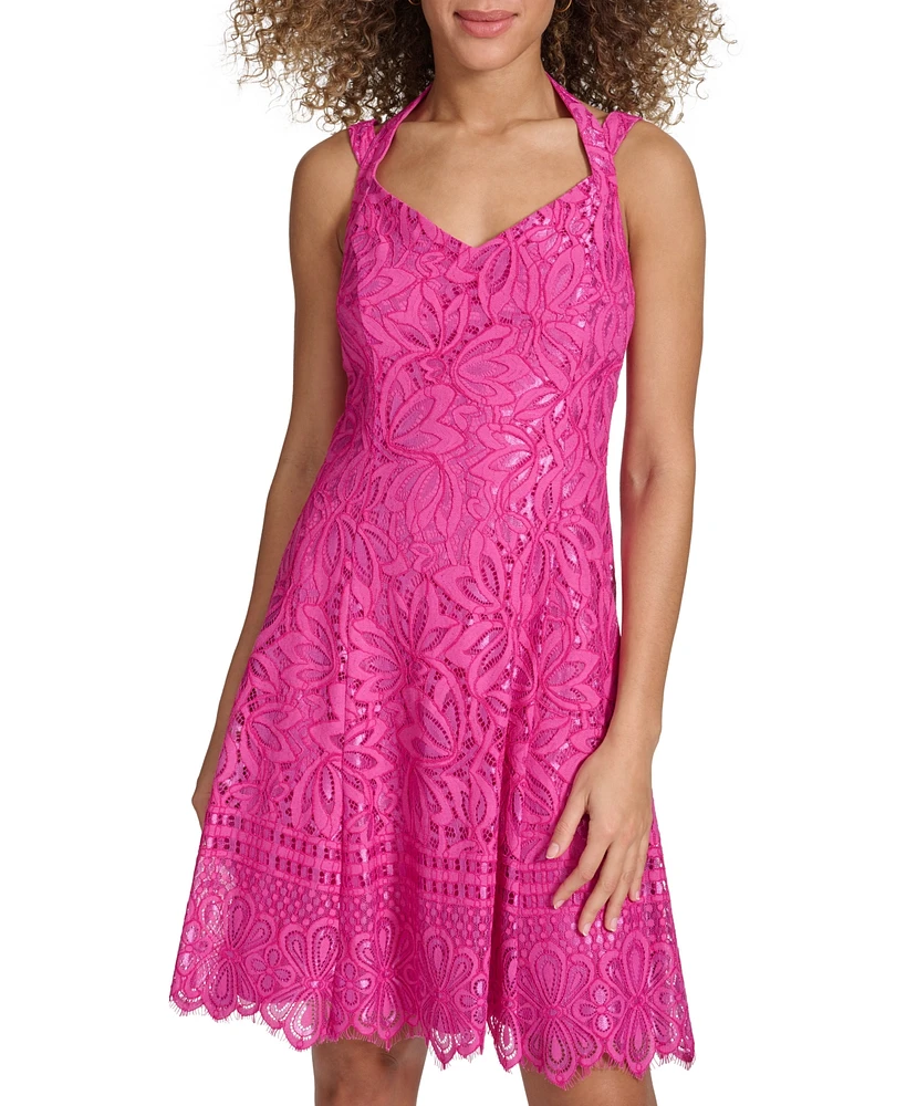 kensie Women's Lace A-Line Dress