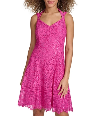 kensie Women's Lace A-Line Dress