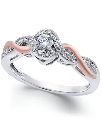 Diamond Twist Promise Ring Sterling Silver and 14k Rose Gold (1/5 ct. t.w.)