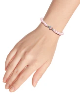 Giani Bernini Rose Quartz & Cubic Zirconia Heart Bead Stretch Bracelet in 18k Gold-Plated Sterling Silver