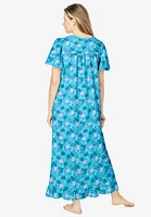 Dreams & Co. Women's Plus Petite Long Floral Print Cotton Gown