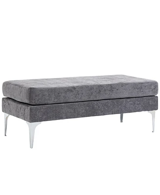 Homcom 48" End of Bed Bench Upholstered Entryway Bench with Steel Leg Gray