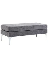 Homcom 48" End of Bed Bench Upholstered Entryway Bench with Steel Leg Gray