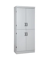 Homcom 70" 4-Door Kitchen Pantry, Freestanding Storage Cabinet, 6-tier Cupboard with Adjustable Shelves for Living Room