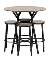 Homcom 5-Piece Bar Table and Chairs Set, Space Saving Dining Table with 4 Stools