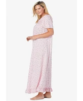 Dreams & Co. Women's Long Floral Print Cotton Gown