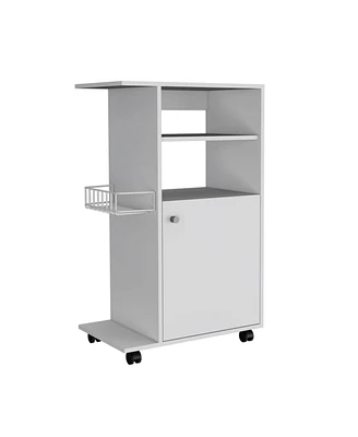 Simplie Fun Clip Kitchen Cart, Single Door Cabinet, Four Casters - White