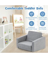 2-in-1 Toddler Fold out Couch Children s Convertible Sofa to Lounger